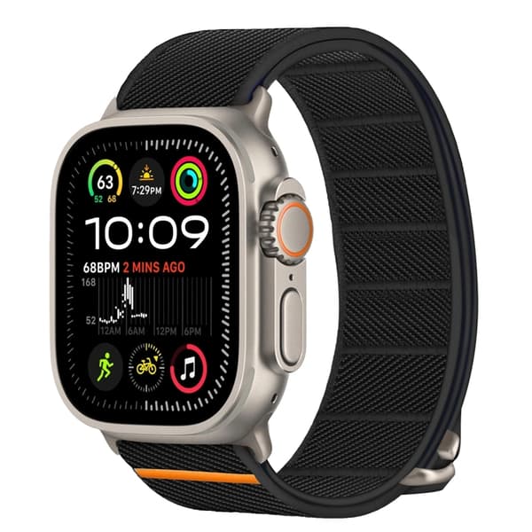 Tech Protec Apple Watch (44/45/46/49mm) Armbånd Nylon Slip - Sort Svart