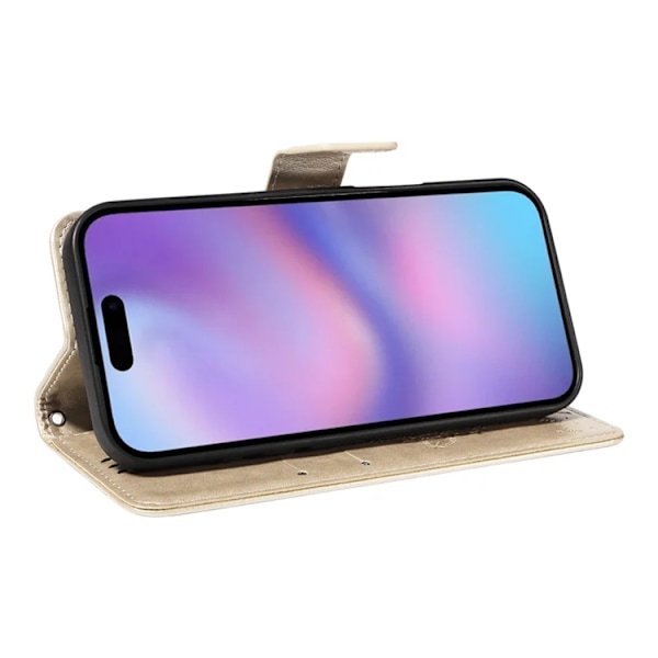 iPhone Air Konstläder Plånboksfodral Tree Pattern - Guld Guld