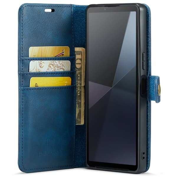 DG.MING Sony Xperia 10 VI Plånboksfodral 2 i 1 Removable Äkta läder - Blå