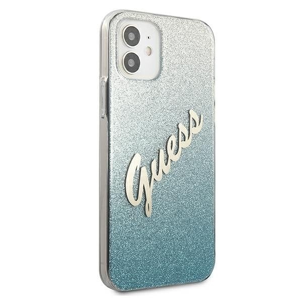 Guess Skal iPhone 12 Mini Glitter Gradient Script - Sininen Blue