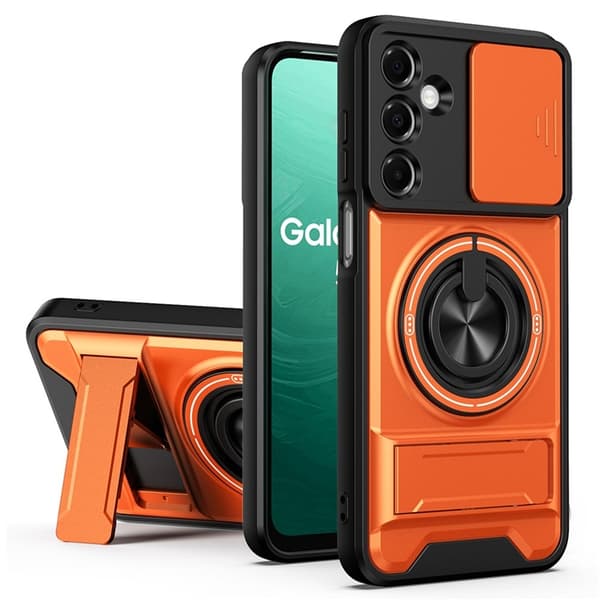 Mobilskal till Galaxy A16 MagSafe med Camera Lens Slider Ringhållare - Orange Orange