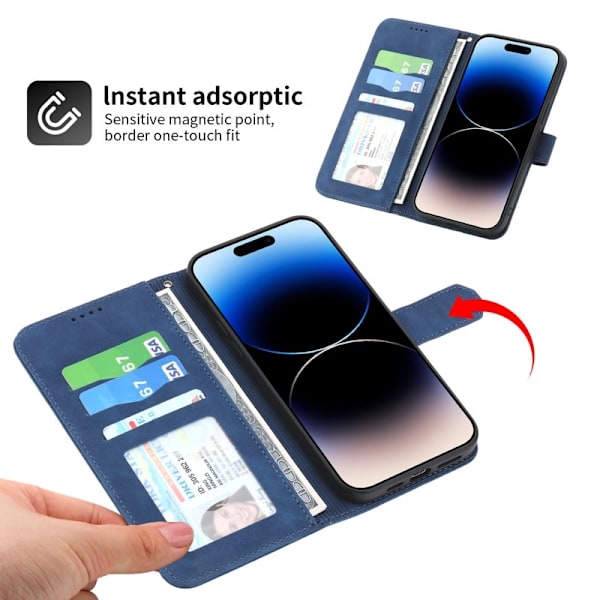 DIERFENG DF-03 Plånboksfodral i Konstläder för iPhone 12 Pro Max - Blå