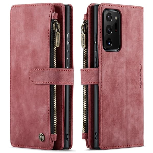 CASEME Konstläder Plånboksfodral för Samsung Galaxy Note20 Ultra - Röd