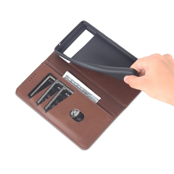 AZNS Google Pixel 6 Plånboksfodral - Praktisk Flip Design - Konstläder - Brun