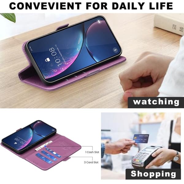 BINFEN Samsung Galaxy S26 Plus Plånboksfodral Konstläder Flip Folio - Mörklila