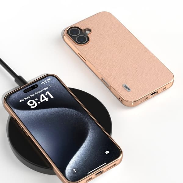 ABEEL Mobilskal till iPhone 16 Plus Horizon Äkta Läder - Rosa