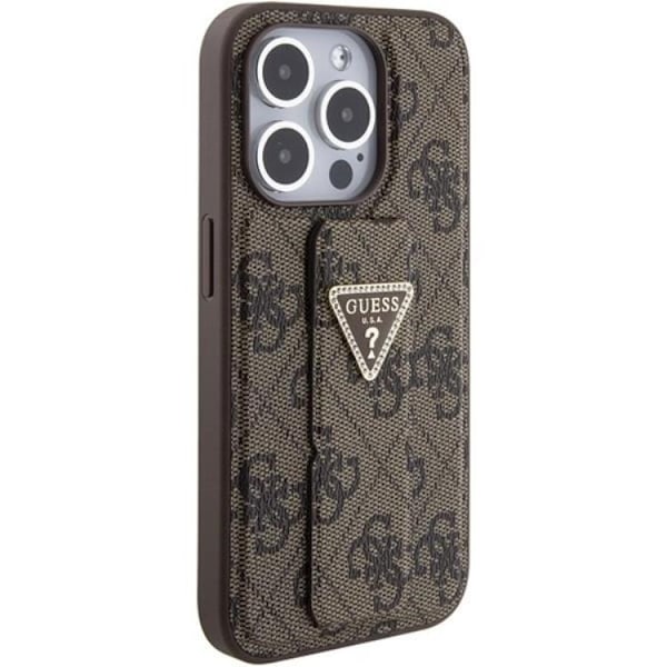 Guess iPhone 15 Mobilskal Grip Stand Triangle Strass - Brun
