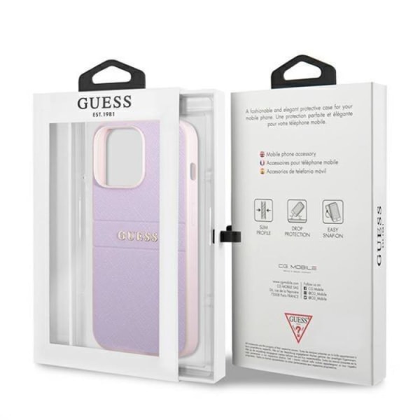 Guess iPhone 13 Pro Skal Saffiano Hot Stamp & Metal Logo - Lila