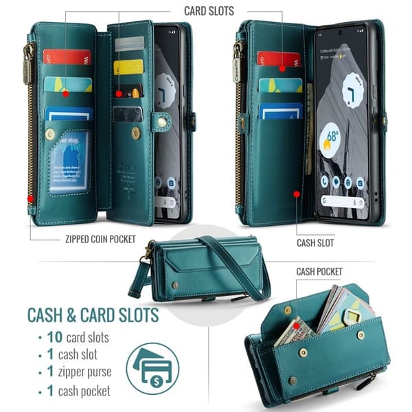 CASEME Plånboksfodral Konstläder till Google Pixel 8 Pro - Grön