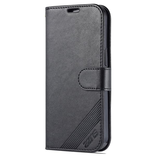 AZNS iPhone 15 Pro Plånboksfodral i Konstläder - Full skydd - Svart