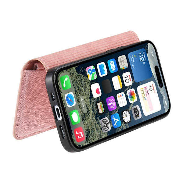 CASENEO iPhone 16 Plånboksfodral Cross Texture Konstläder - Rosa