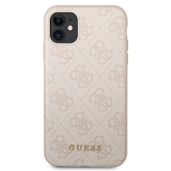 Guess Telefontaske til iPhone 11 Pink MagSafe 4G Metal Logo - Guld