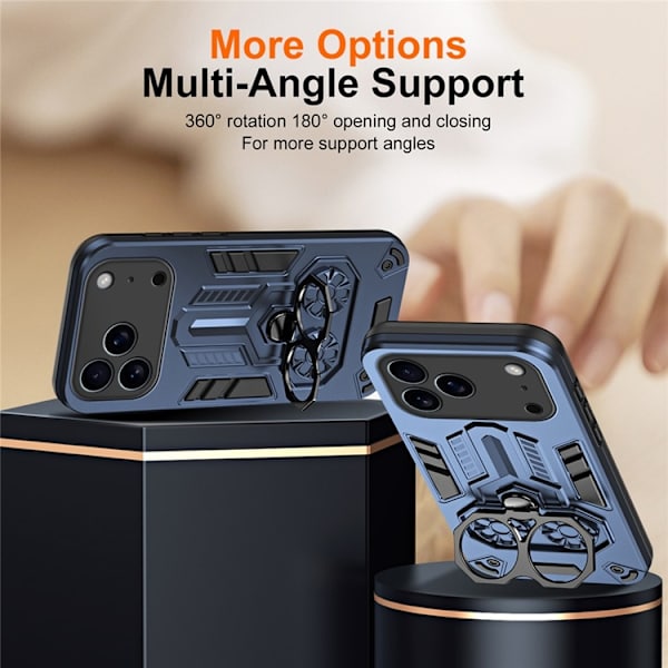 Mobilskal till iPhone 17 Pro Ringhållare Kickstand Shockproof - Blå Blå