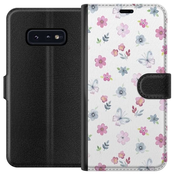 Pung Taske til Samsung Galaxy S10e med blomster og sommerfugle