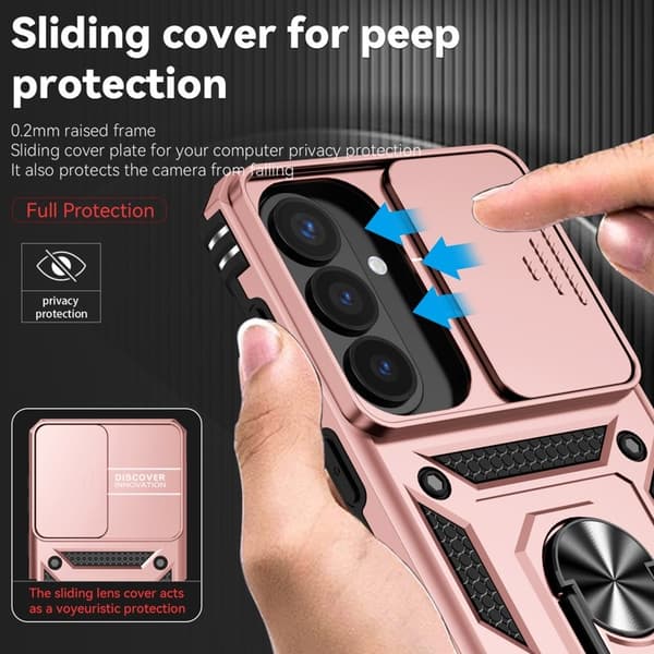 Mobilskal till Samsung Galaxy S26 Plus Plast Med Linsskydd Ställ - Roséguld