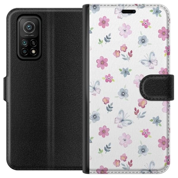 Pungcover til Xiaomi Mi 10T Pro 5G med Blomster og sommerfugle