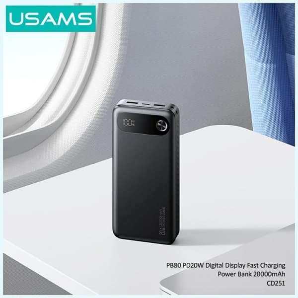 USAMS Powerbank 20000mAh 20W PB80 Svart