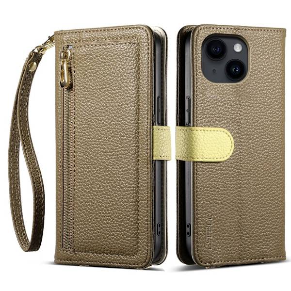 ESEBLE E11 Plånboksfodral för iPhone 14 / 13 - Konstläder - Brun