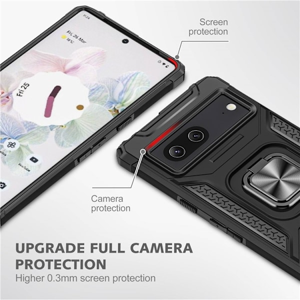 Google Pixel 7 Skal Ringhållare Kickstand Hybrid - Svart Svart