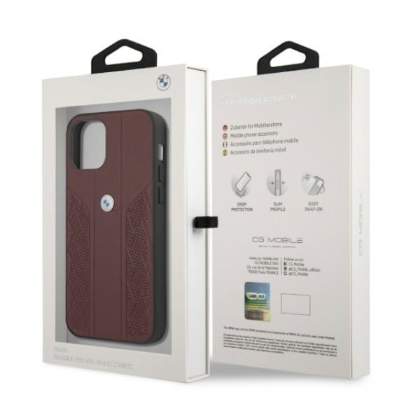 BMW Läder Curve Perforate Skal iPhone 12 Pro Max - Röd Röd