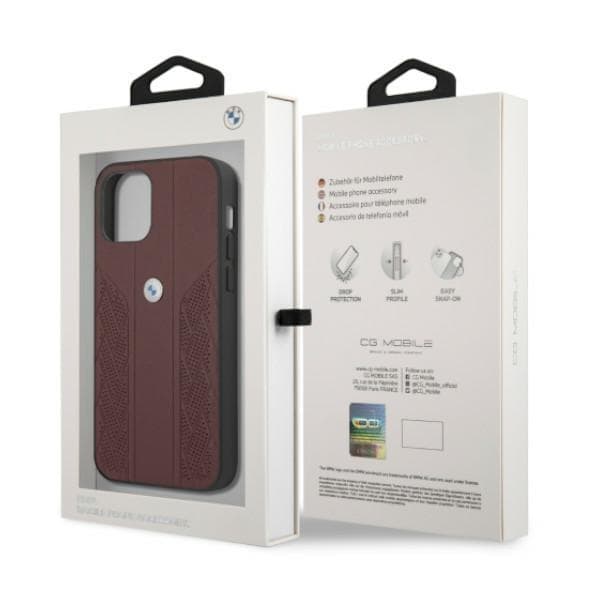 BMW Nahka Curve Perforate Kuori iPhone 12 Pro Max - Punainen Red