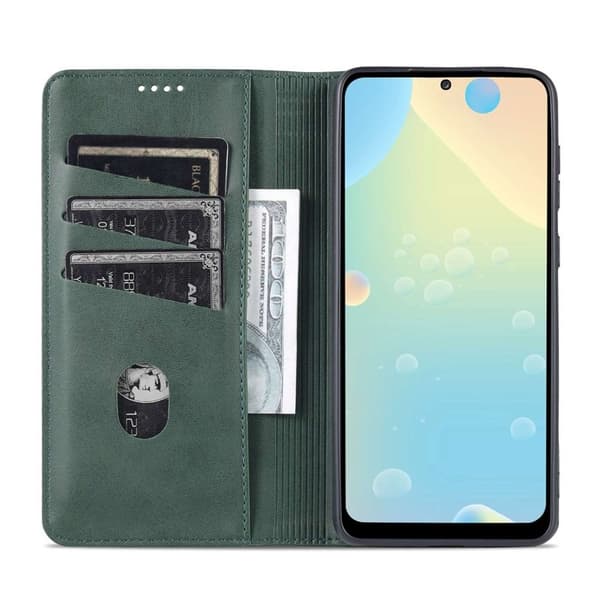 AZNS Samsung Galaxy A73 5G Plånboksfodral Konstläder - Grön