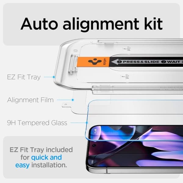 Spigen [2-Pack] Google Pixel 9/9 Pro Skärmskydd Härdat Glas EZ-FIT Transparent