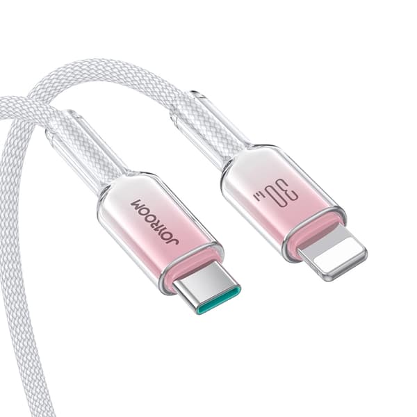 Joyroom S-A42 USB-C - Lightning 30W 1.2m Kabel Crystal-Clear Series - Vit Vit