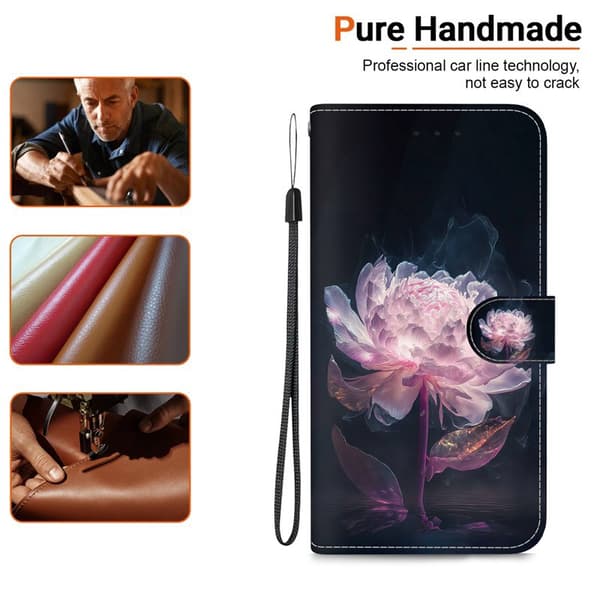 Plånboksfodral för Samsung Galaxy S26 Plus Anti-Drop Konstläder - Lila Peony
