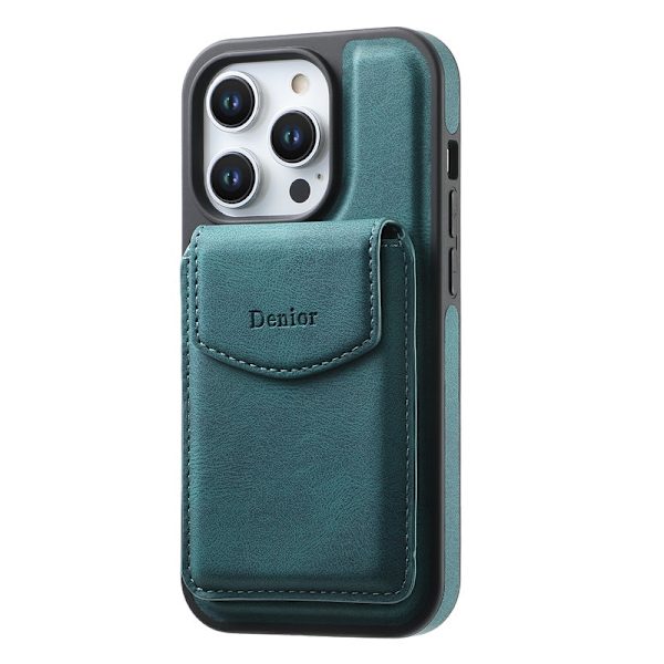 DENIOR D19 Mobilskal till iPhone 15 Pro Läder+PC+TPU Blå