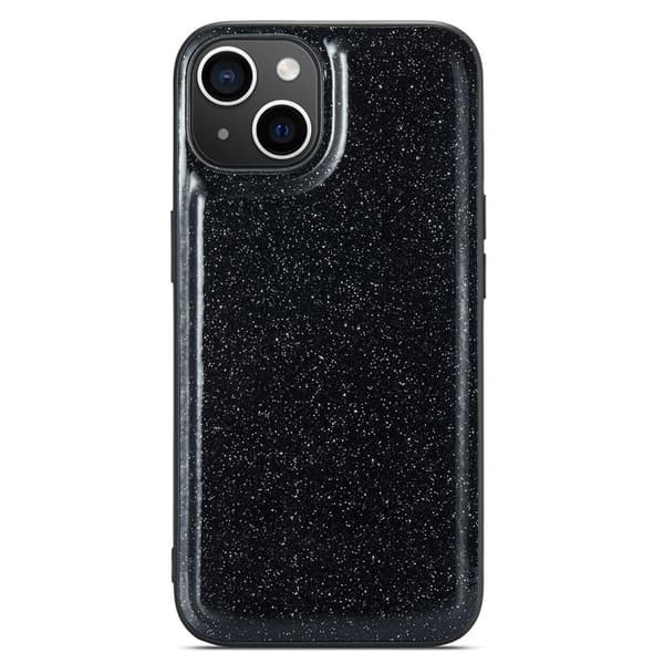 DG.MING Mobilskal till iPhone 14 Stöttåligt Glitter PU Läder Svart