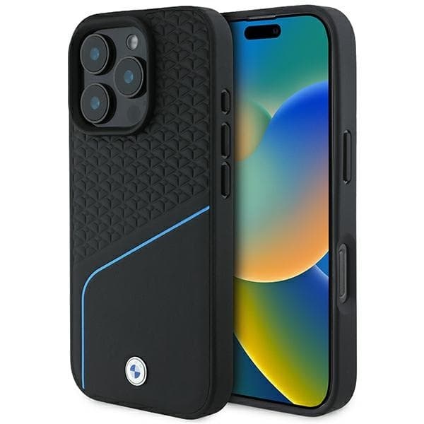 BMW telefontaske til iPhone 16 Pro Max MagSafe Textured Line - Sort Black