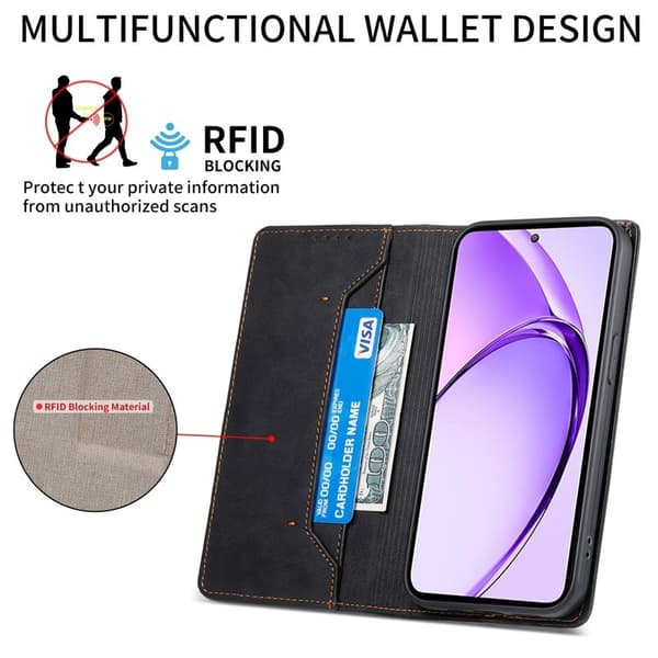 Samsung Galaxy S26+ Plånboksfodral RFID Skydd Konstläder - Svart