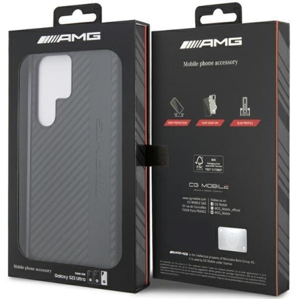 AMG Galaxy S23 Ultra Skal Carbon Stripe & Embossed - Musta