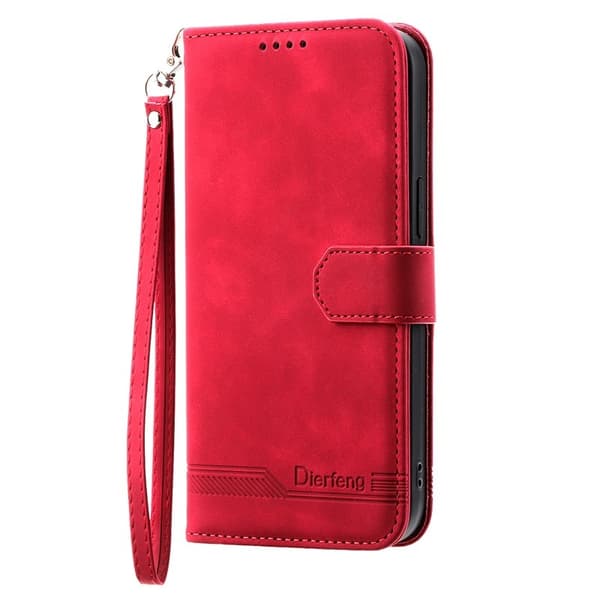 DIERFENG DF-03 Plånboksfodral för Xiaomi 14 Pro Scratch-resistant KonstläderRöd