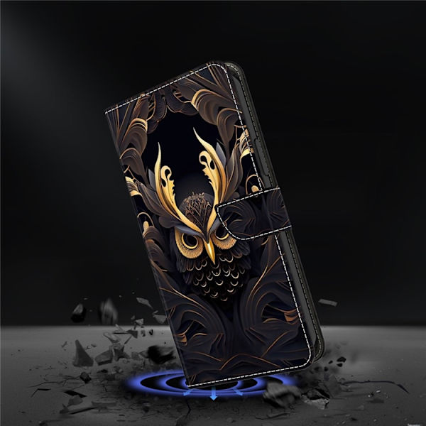 Galaxy A17/A26 Plånboksfodral Konstläder Pattern Printing Svart