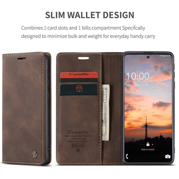CASEME 013 Wallet Mobilskal för Samsung Galaxy A33 5G - Brun