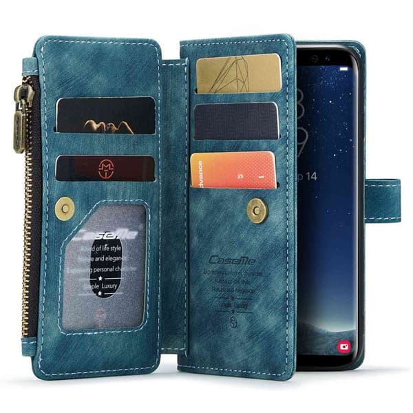 CASEME Konstläder Plånboksfodral för Samsung Galaxy S20 4G/5G Blå