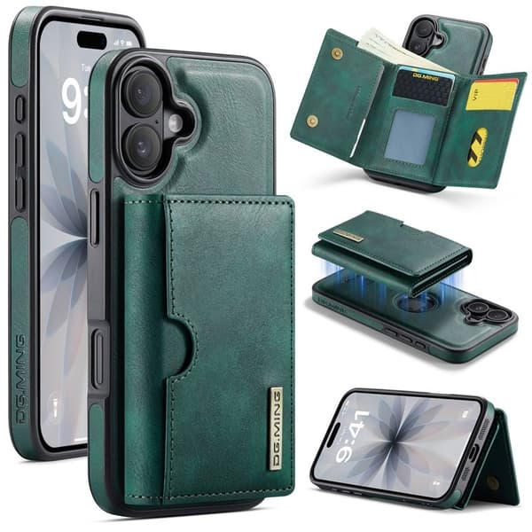 DG.MING M6 Series Mobilskal till iPhone 17 Magnetiskt Plånboksfodral Grön