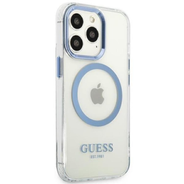 Guess iPhone 13 Pro Skal Magsafe Metal Outline - Blå