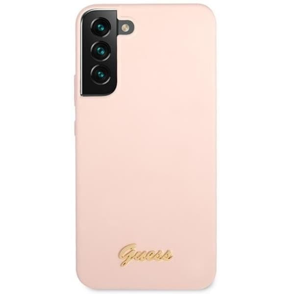 Guess Galaxy S23 Plus Skal Silicone Script Metal Logo - Rosa Rosa