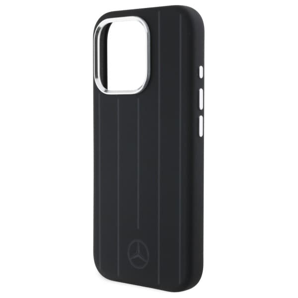 Mercedes telefontaske til iPhone 16 Pro MagSafe silikone lodrette striber - sort Black