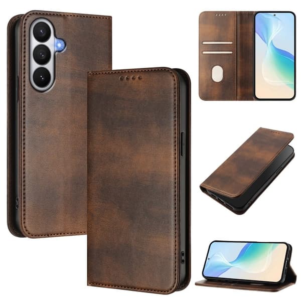 Samsung Galaxy S26 / S26 Pro Plånboksfodral Retro Textur RFID-Skydd - Brun