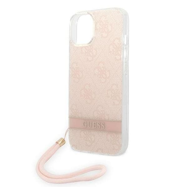 GUESS iPhone 14 Plus Skal 4G Print Strap - Pinkki Rosa