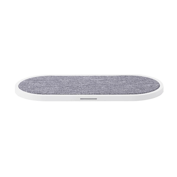 GEAR Trådlös Dual QI Laddare USB-C Ansl. 2x10W Vit med Grå Textil grå