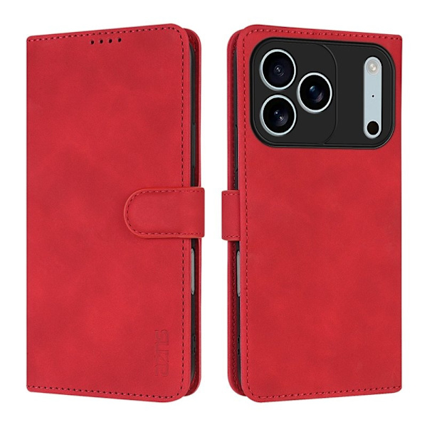 AZNS iPhone 17 Pro Max Plånboksfodral Konstläder - Röd