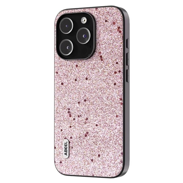 ABEEL Mobilskal till iPhone 14 Pro Max PU Läder Glitter Skydd Rosa