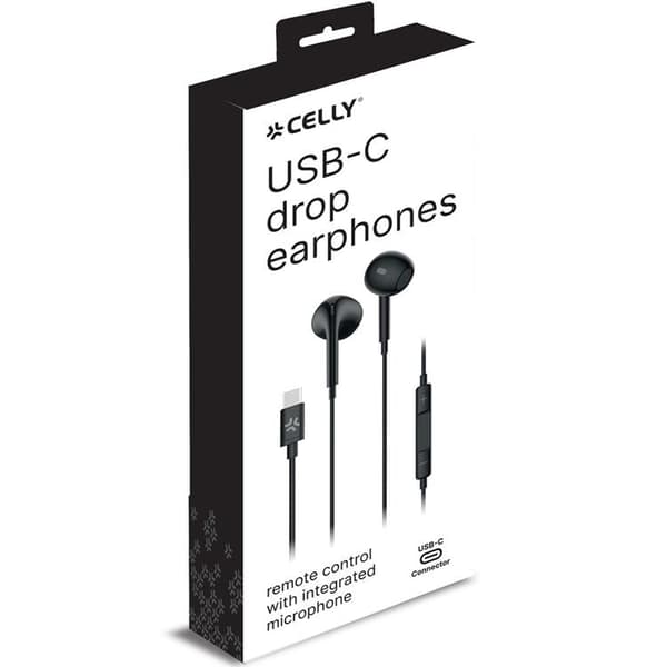 CELLY UP1300 Stereoheadset Drop In-Ear USB-C - Svart Black