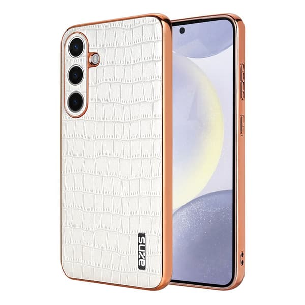 AZNS Mobilskal för Samsung Galaxy S26 PU + TPU Krokodiltextur - Vit