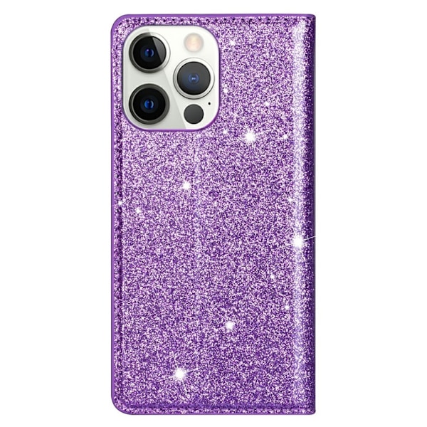 Glittrande Plånboksfodral iPhone 13 Pro - Lila Lila